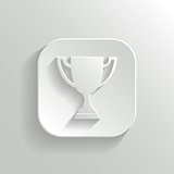 Trophy cup icon - vector white app button