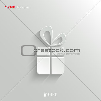 Gift icon - vector white app button