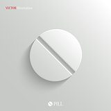 Medicine pill icon - vector white app button