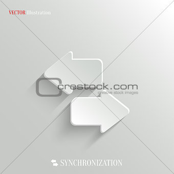 Synchronization icon - vector white app button