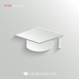 Graduation cap icon - vector white app button