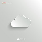 Cloud icon - vector white app button
