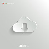 Cloud download icon - vector white app button