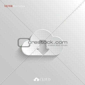 Cloud download icon - vector white app button