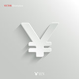 Yen icon - vector white app button