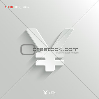 Yen icon - vector white app button