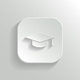 Graduation cap icon - vector white app button
