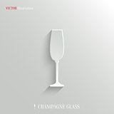 Champagne glass icon - vector white app button