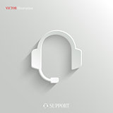 Headphones with microphone icon - vector white app button