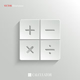 Calculator icon - vector white app button