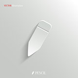 Pencil icon - vector white app button