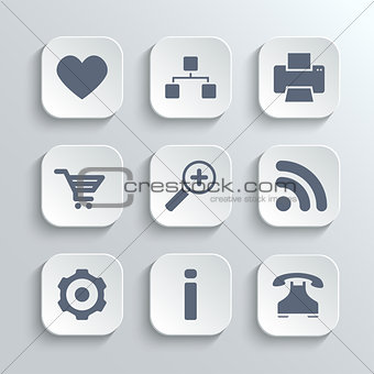 Web icons set - vector white app buttons