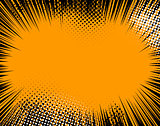 Halftone Sunburst Comic Book Background. Pop art abstract page template