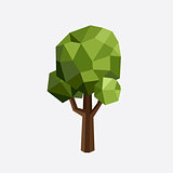 Triangle polygonal tree silhouette. Vector eco illustration. Isolated green wood in a triangular style.