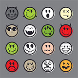 Halloween vector emoticon icon set collection
