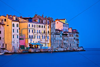 Rovinj waterfront old houses evening view