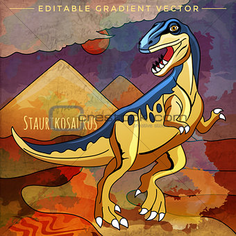 Dinosaur in the habitat. Vector Illustration Of Staurikosaur