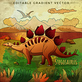 Dinosaur in the habitat. Vector Illustration Of Stegosaur