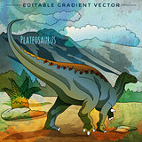 Dinosaur in the habitat. Vector Illustration Of Plateosaur