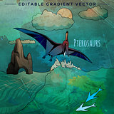 Dinosaur in the habitat. Vector Illustration Of Pterosaur