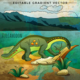 Dinosaur in the habitat. Vector Illustration Of Vulcanodon
