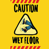 caution wet floor feet men