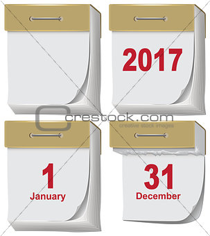 Set of tear off calendar 2017