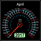 year 2017 calendar speedometer car in vector. April