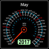 year 2017 calendar speedometer car in vector. May