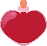 Pink glossy heart shape bottle of love potion.