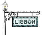 Lisbon retro vintage lamppost pointer.