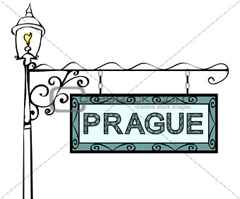 Prague retro pointer lamppost.