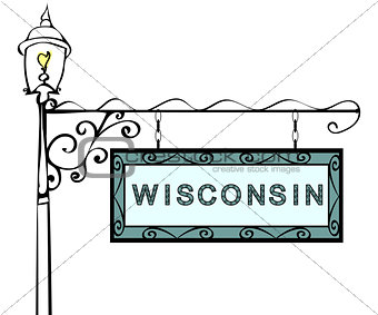Wisconsin retro pointer lamppost.
