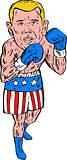 Boxer Pose USA Flag Etching