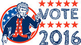 Vote 2016 Uncle Sam Pointing Circle Retro