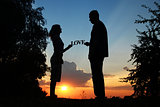 silhouette of a couple in love 