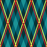 Rhombic seamless fabric pattern mainly in turquoise 