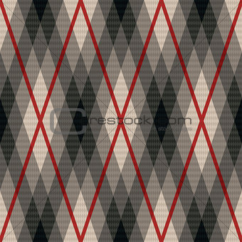 Rhombic seamless fabric pattern in gray and red