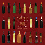 Various Types Of Wine Bottles. Vector Illustration