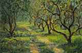Apple trees, oil painting