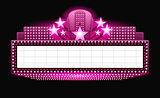 Brightly theater glowing pink retro cinema neon sign
