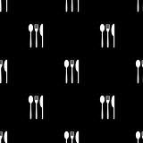 Knife Fork Spoon Silhouettes Seamless Pattern
