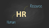 hr human resource concept written on the text with blackboard and chalk effect vector graphic