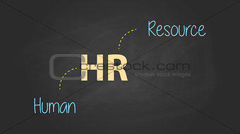 hr human resource concept written on the text with blackboard and chalk effect vector graphic