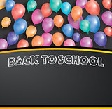 Back to school card with flying balloons and copy space.