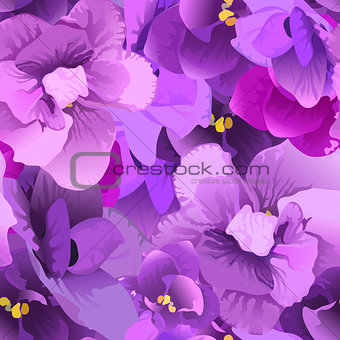 Flower violet seamless pattern