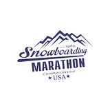 Snowboarding Marathon Championship Emblem Design