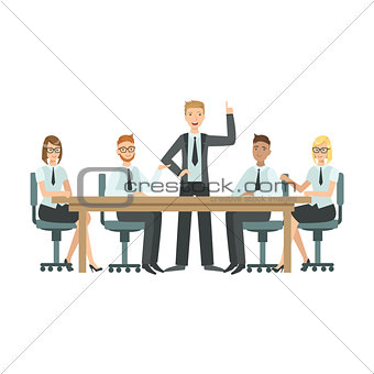 Managers Sitting On Meeting Teamwork Illustration
