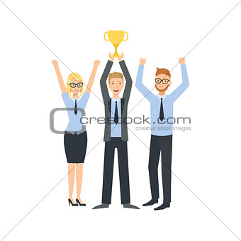 Mangers Celebrating Victory Teamwork Illustration
