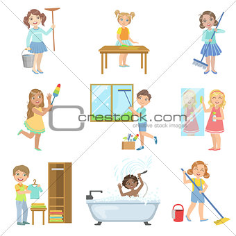 Children Helping With Spring Cleaning